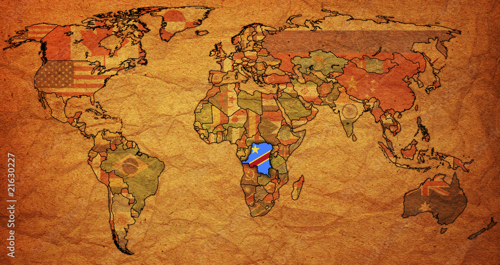 Naklejka premium congo on world map