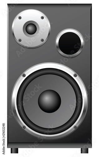 Two vector speakers and a passive radiator on the black case.