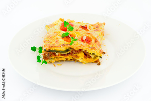 Homemade lasagna on a plate