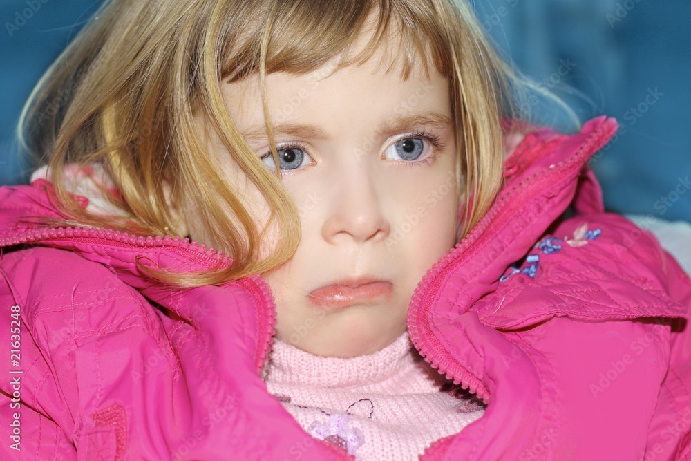 sad gesture in blond little girl portrait sad gesture in blond little girl portrait