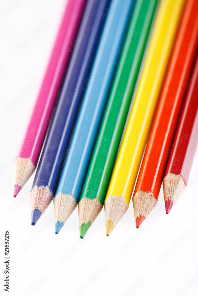 Color pencils on white background. Color pencils on white background.