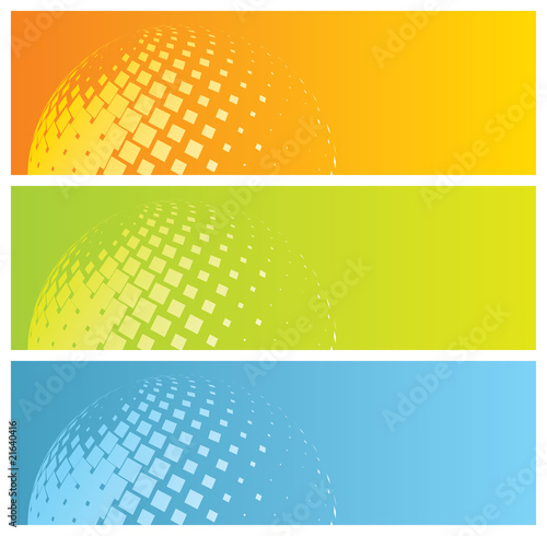 modern, colorful banners (headers) with mosaic globe