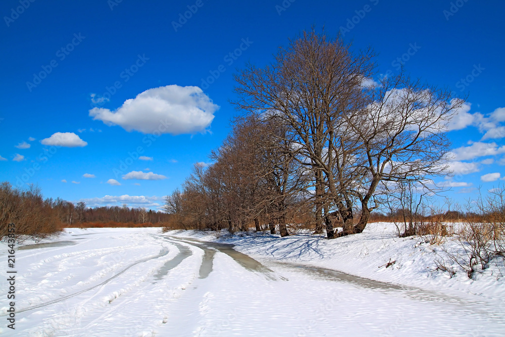 Obraz premium winter road on ice river