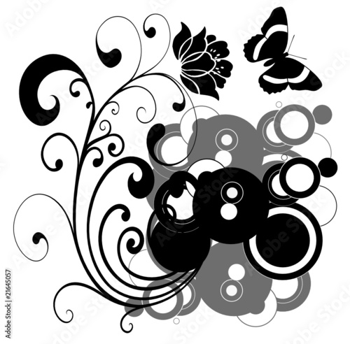 floral noir et papillon