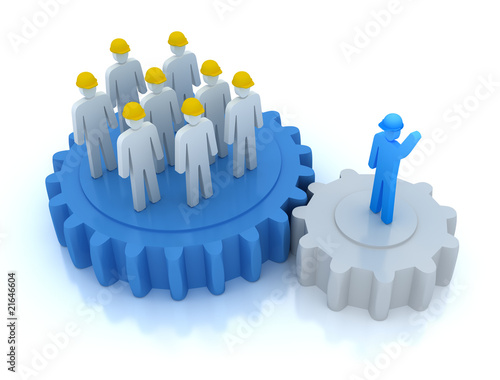 Leader is managing his work team