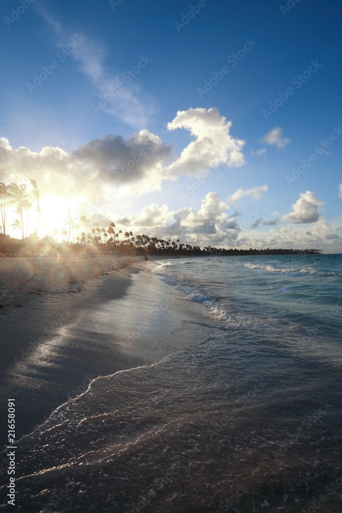 Sunset at beach of Punta Cana, Dominican Republic