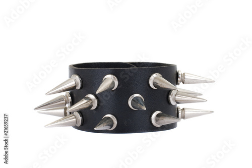 Black Leather Belt with Chrome Studs
