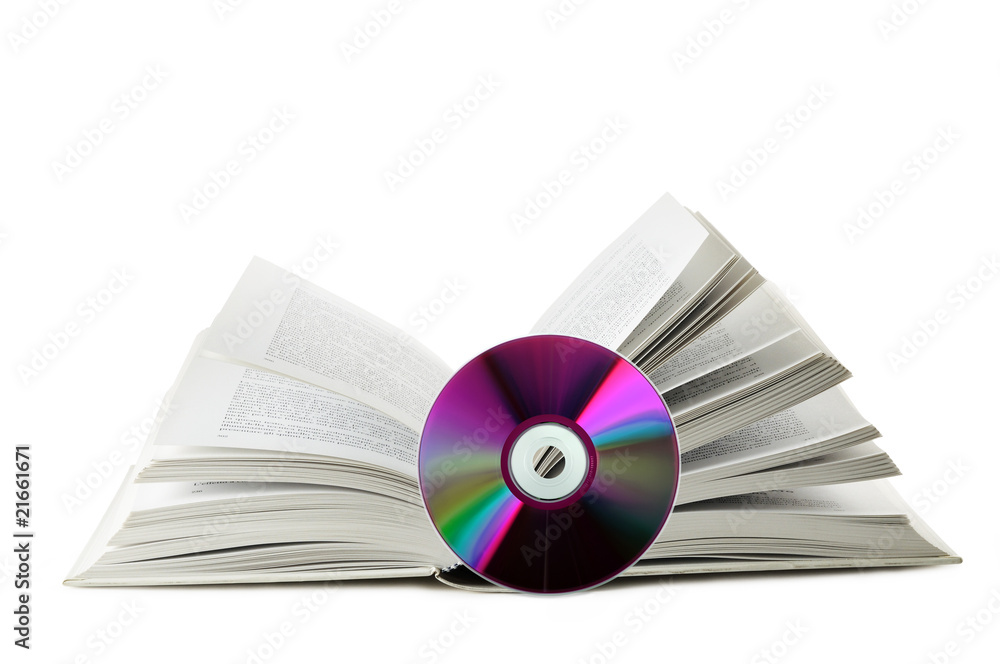 Fototapeta premium compact disc con libro