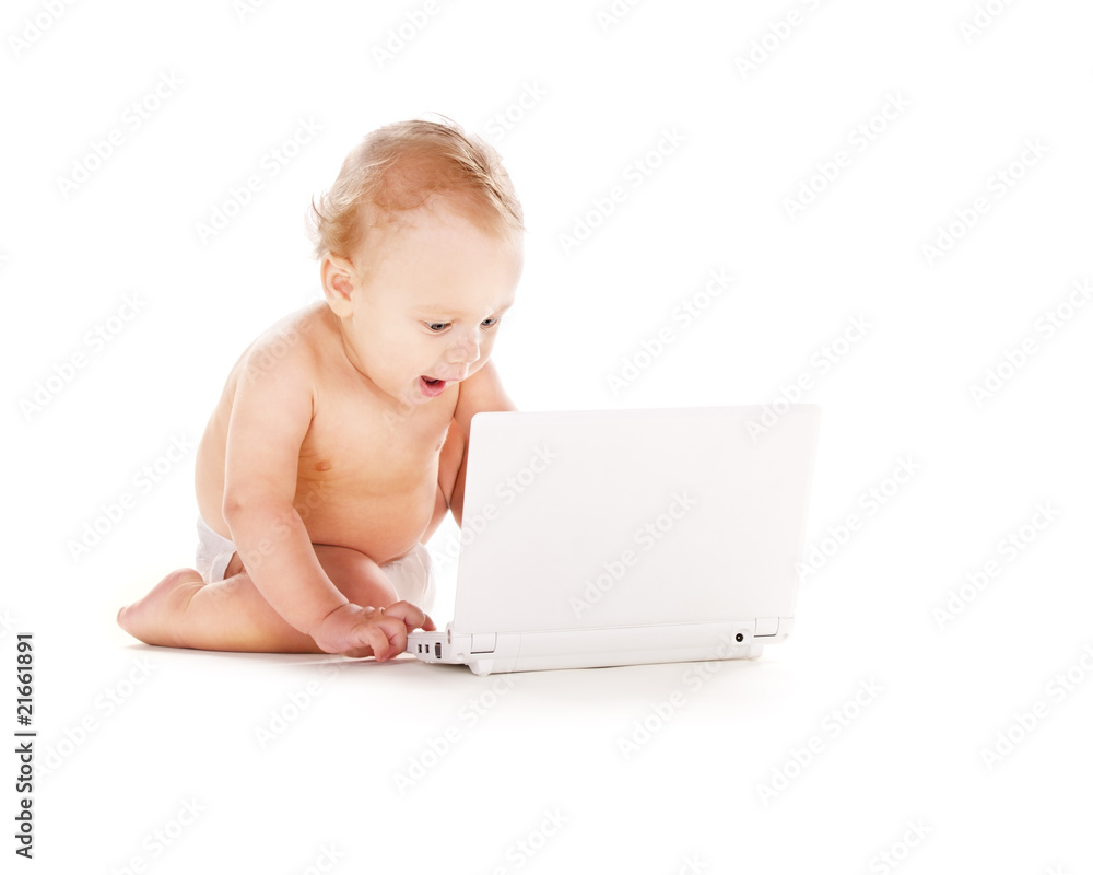baby boy with laptop computer baby boy with laptop computer