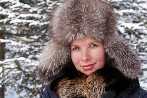Portrait of woman with winter hat