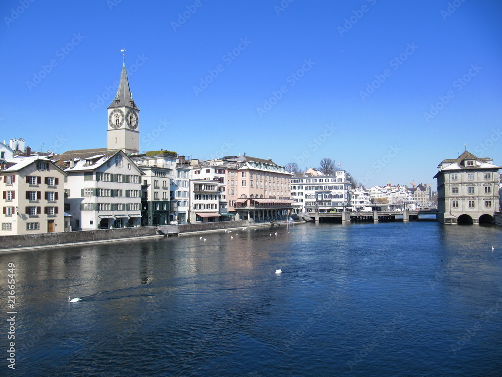 Zurich - Limmat and St. Peterskirche