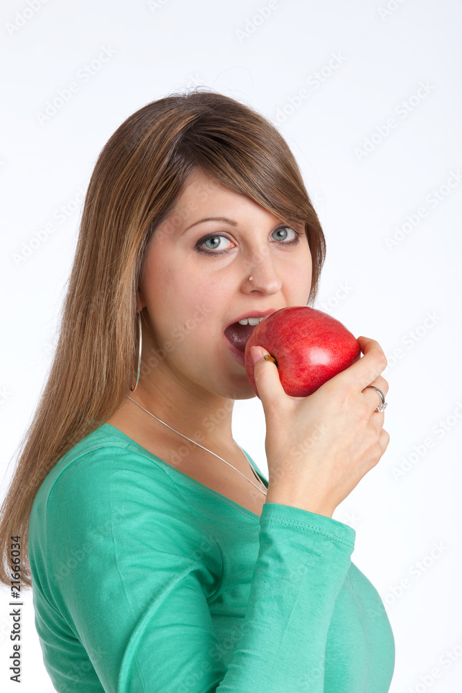 eating a red apple eating a red apple