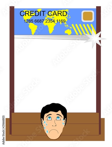 credit card guillotine vector illustration