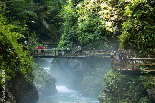 Vintgar Gorge with mist