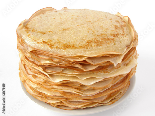 russian traditional pancakes pile on plate