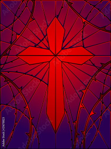 Stained glass gothic cross