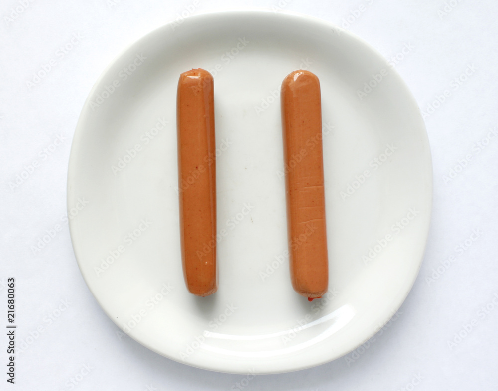 Two sausages on a plate Two sausages on a plate