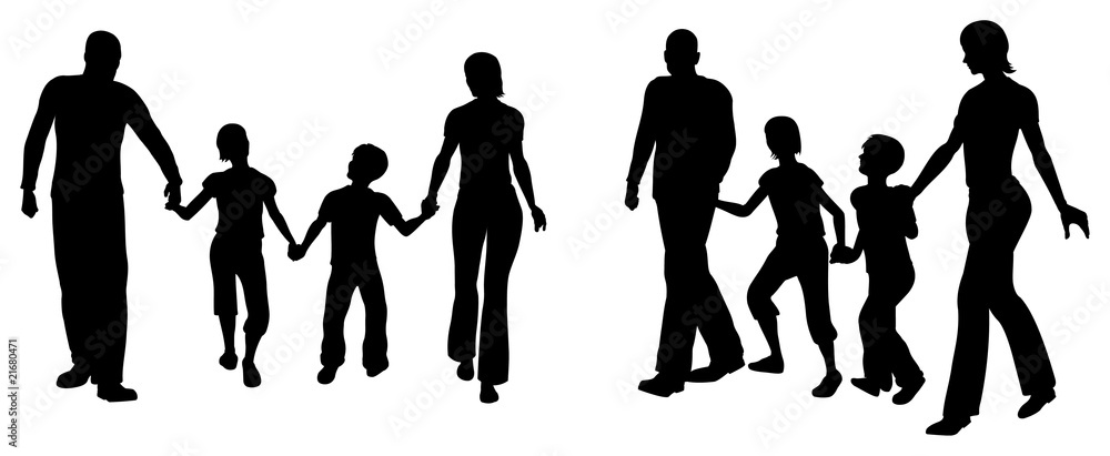 vector family of four silhouette