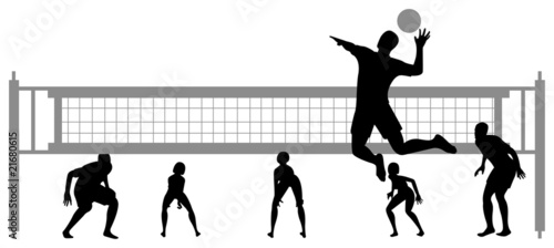volleyball game silhouette vector 2