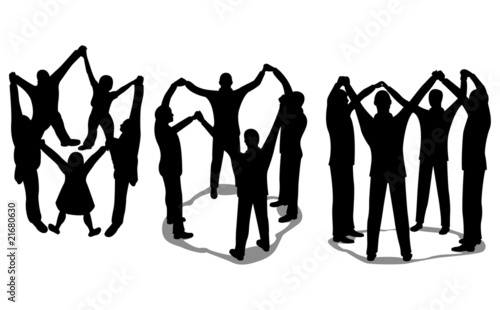 people circle silhouette vector