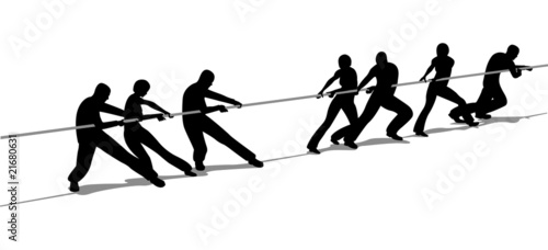 tug-of-war people silhouette vector