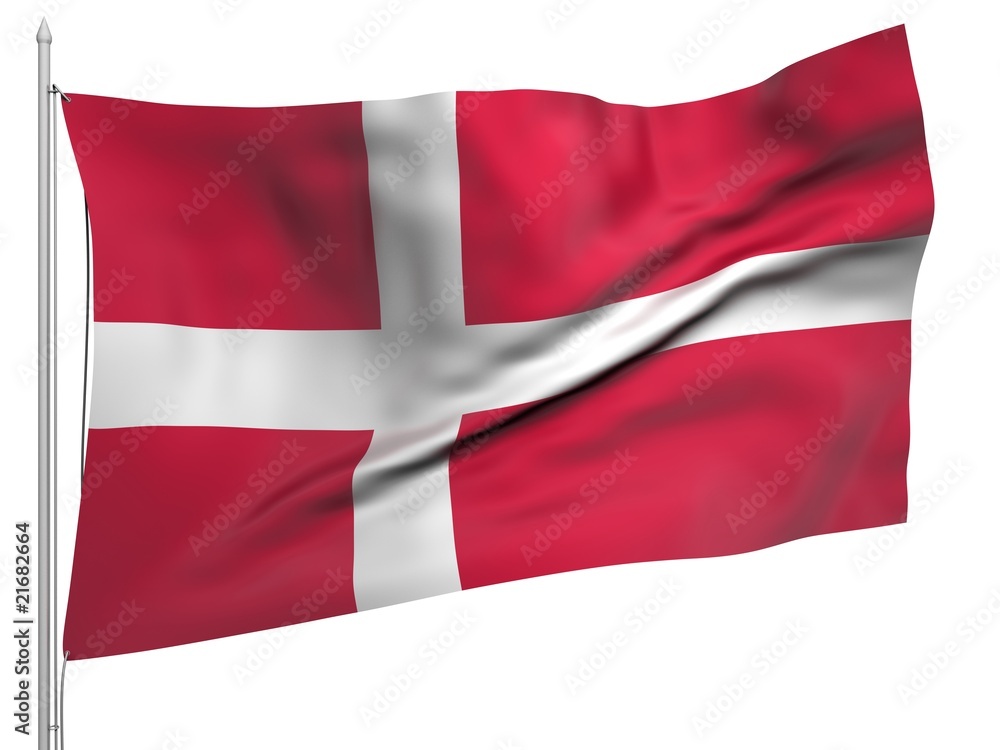 Fototapeta premium Flying Flag of Denmark - All Countries
