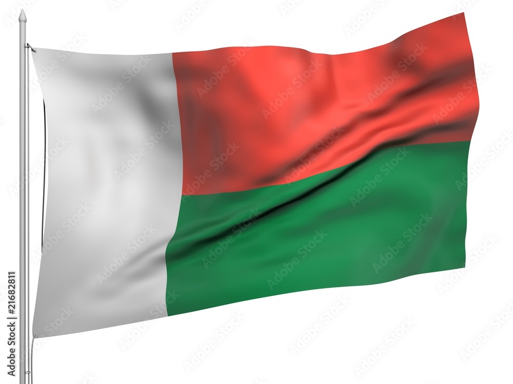 Flying Flag of Madagascar - All Countries