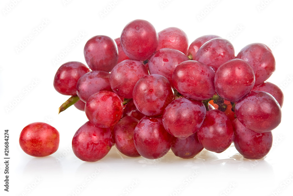 Bunch of ripe pink grapes isolated