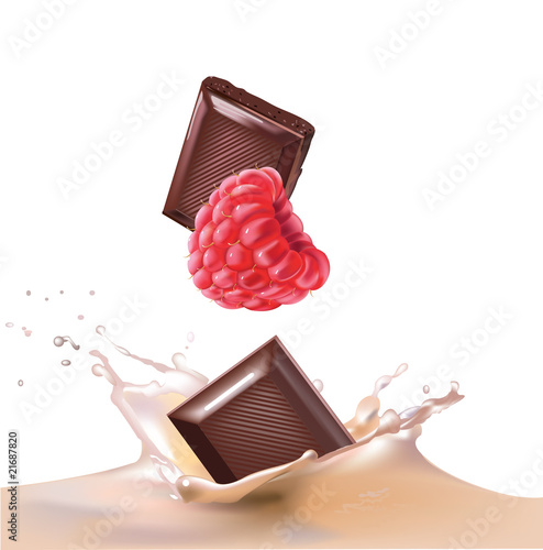 raspberry with chocolate and milk