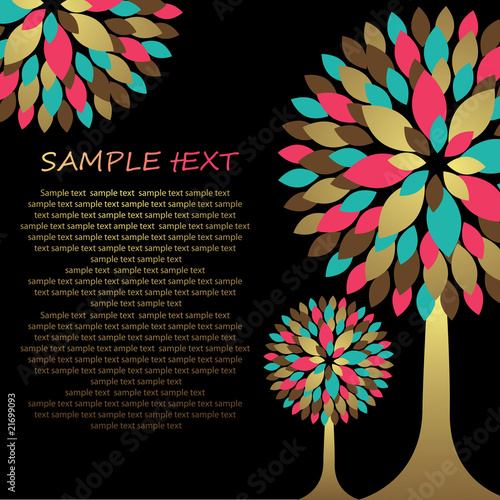 Background with abstract grunge tree . Vector illustration