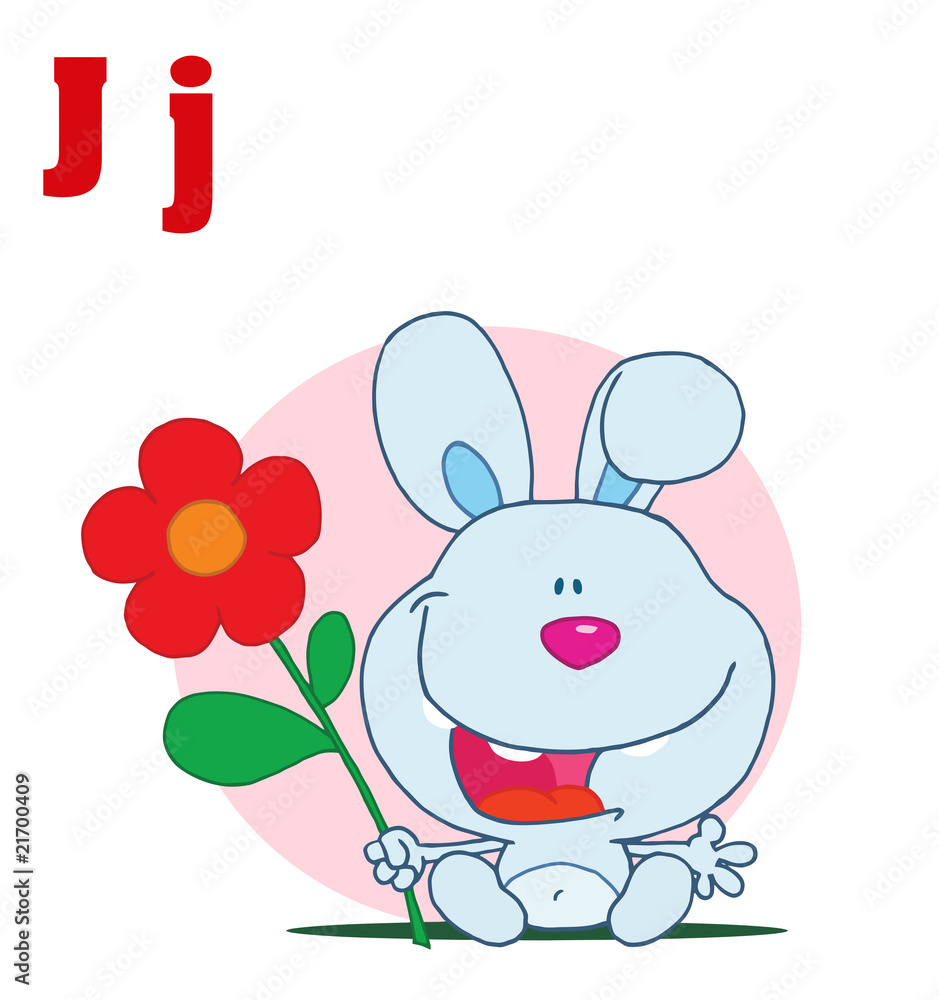 Funny Cartoons Alphabet- Rabbit With Letters J Funny Cartoons Alphabet- Rabbit With Letters J