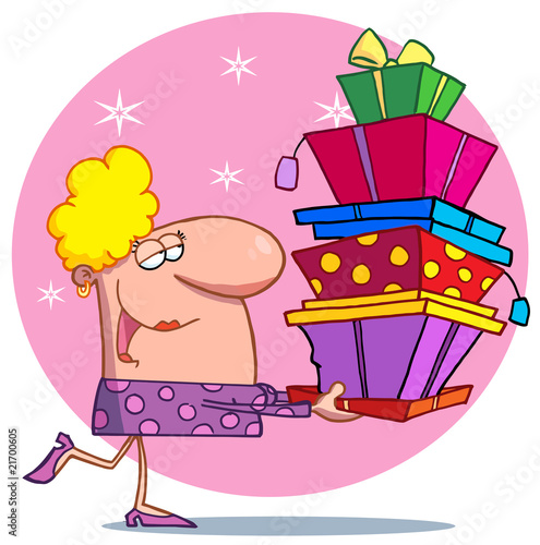 Holidays blond lady shopper