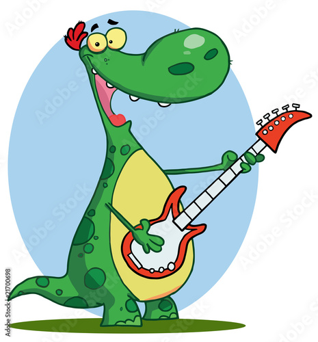 Dinosaur plays guitar © HitToon.com