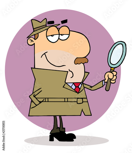 Caucasian Cartoon Investigator Man