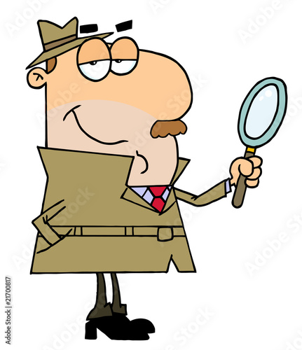 Caucasian Cartoon Detective Man