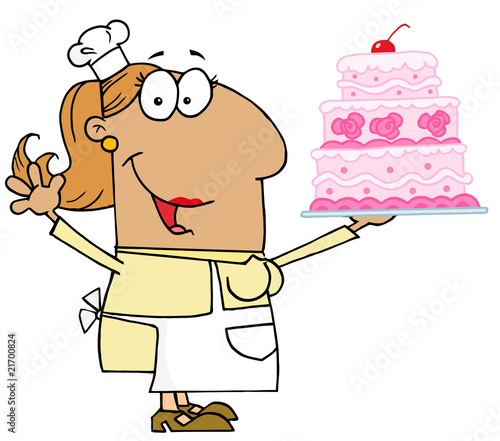 Tan Cartoon Cake Baker Woman