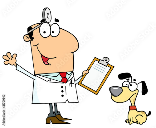 Caucasian Cartoon Dog Veterinarian Man