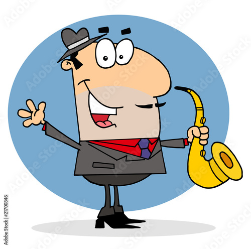 Cartoon saxophonist Man