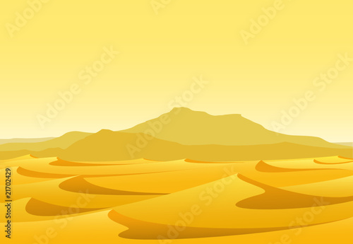 desert with yellow sand and mountains