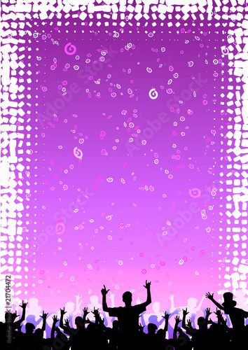 Happy people having fun at discotheque in an abstract background