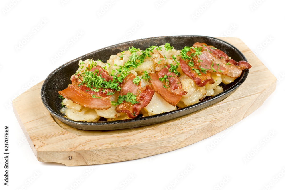 Fried potato with bacon
