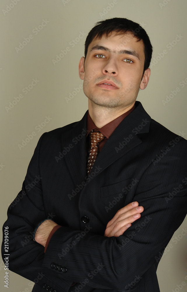 A closeup portait young businessman