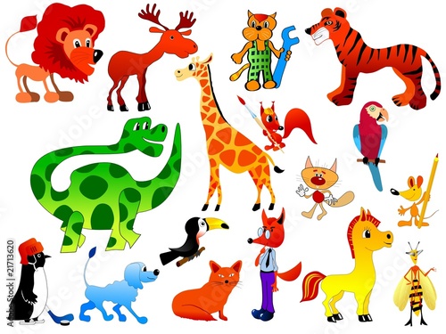 set of funny animals