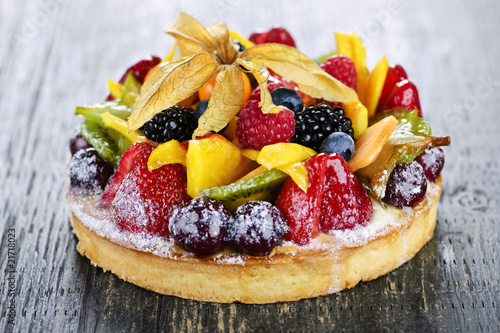 Mixed tropical fruit tart