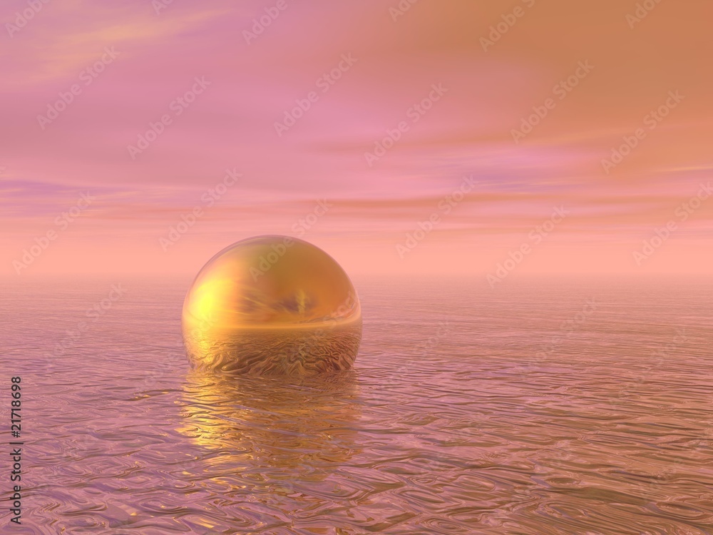 Abstract: Gold Sphere Swimming on Water