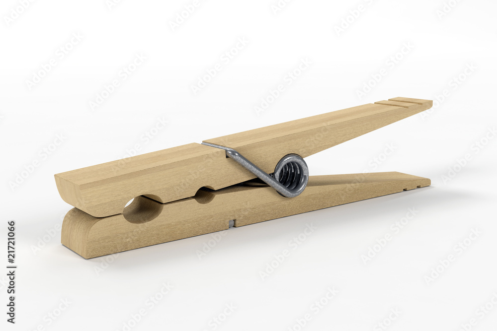 Close up of a clothespin on white background Close up of a clothespin on white background