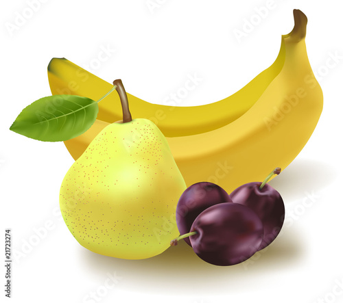 Vector illustration. Colorful group of fresh fruit.