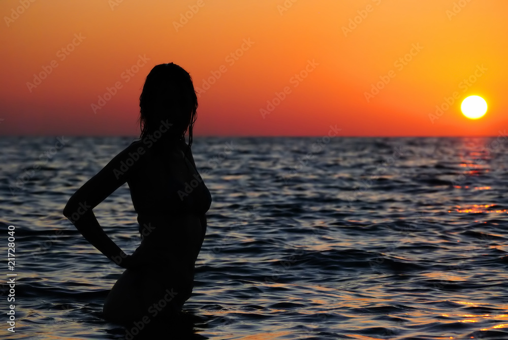 Young girl in the sea Young girl in the sea