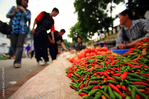 Guinea pepper in the morning market at Laos