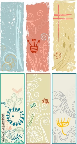 Vertical floral banners and bookmarks